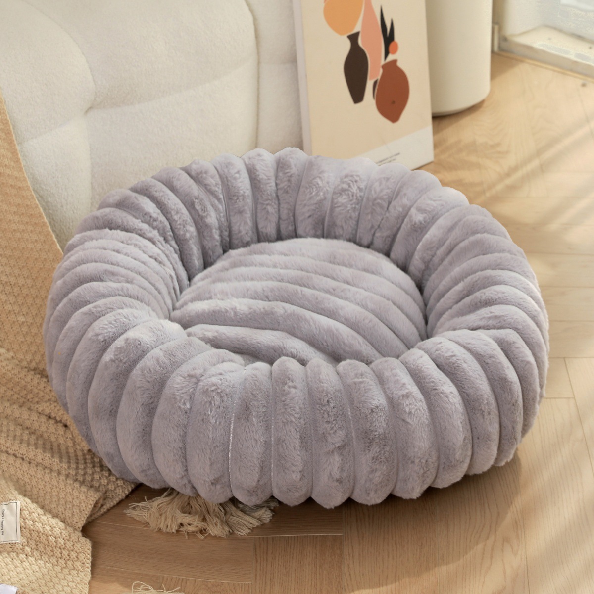 Calming Dog Bed - 40-80cm hewan peliharaan berbulu tempat tidur